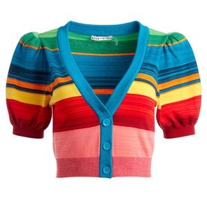 Alice + Olivia Romi Puff Sleeve Cardigan in Multi